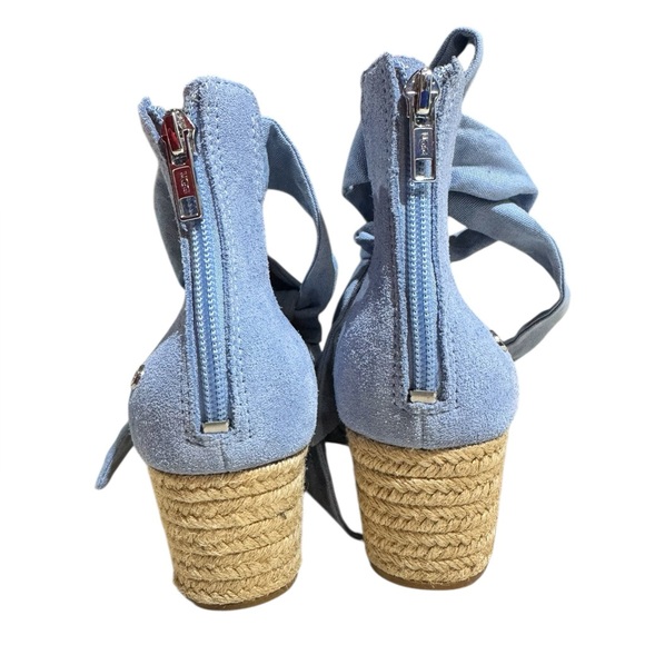 Ugg Yarrow Espadrille Wedge Sandals Blue Denim Canvas Size 8.5 Summer Heels - Picture 5 of 9